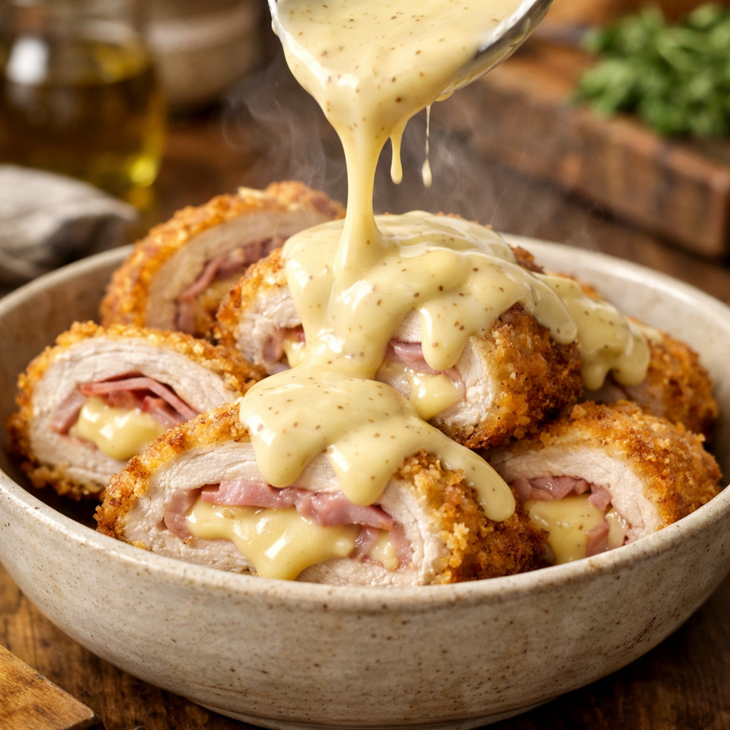 Cordon-bleu de poulet crémeux et croustillant