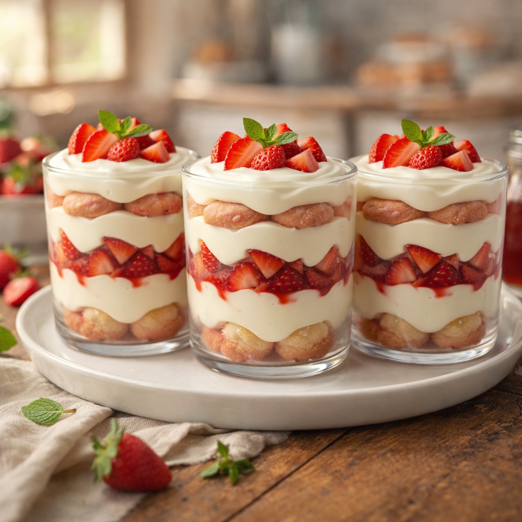 Tiramisu aux fraises en verrines