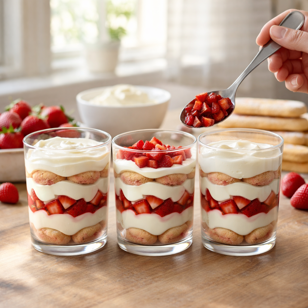 Tiramisu aux fraises en verrines