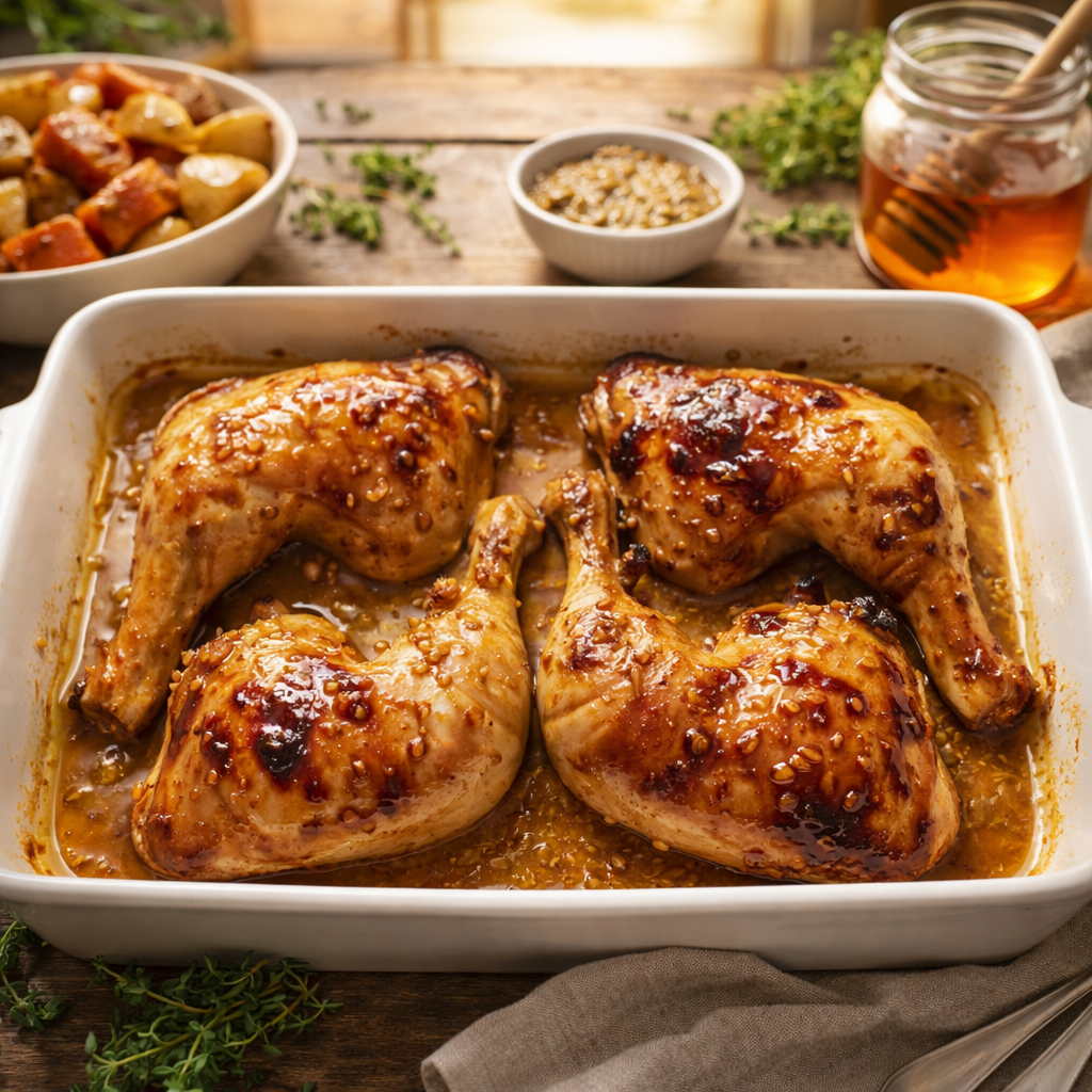 Poulet au miel et moutarde au four