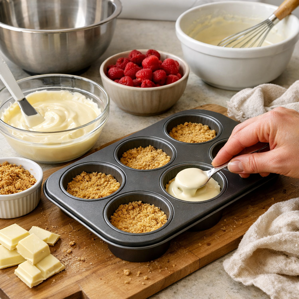 Cheesecake aux framboises et au chocolat blanc