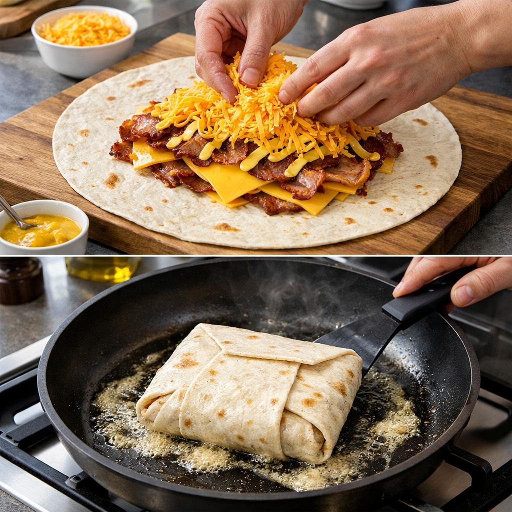 croque-wrap bacon fumé cheddar