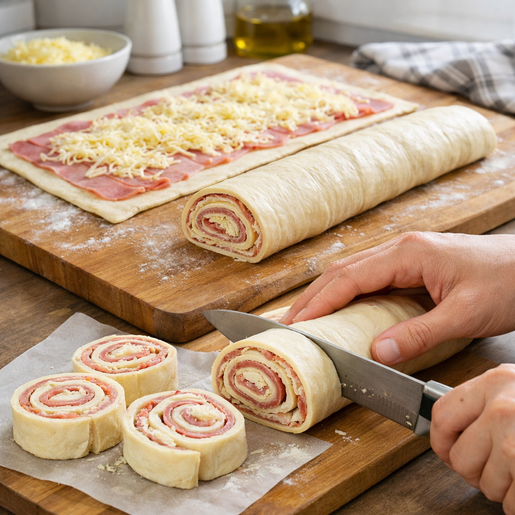 feuilleté roulé jambon fromage