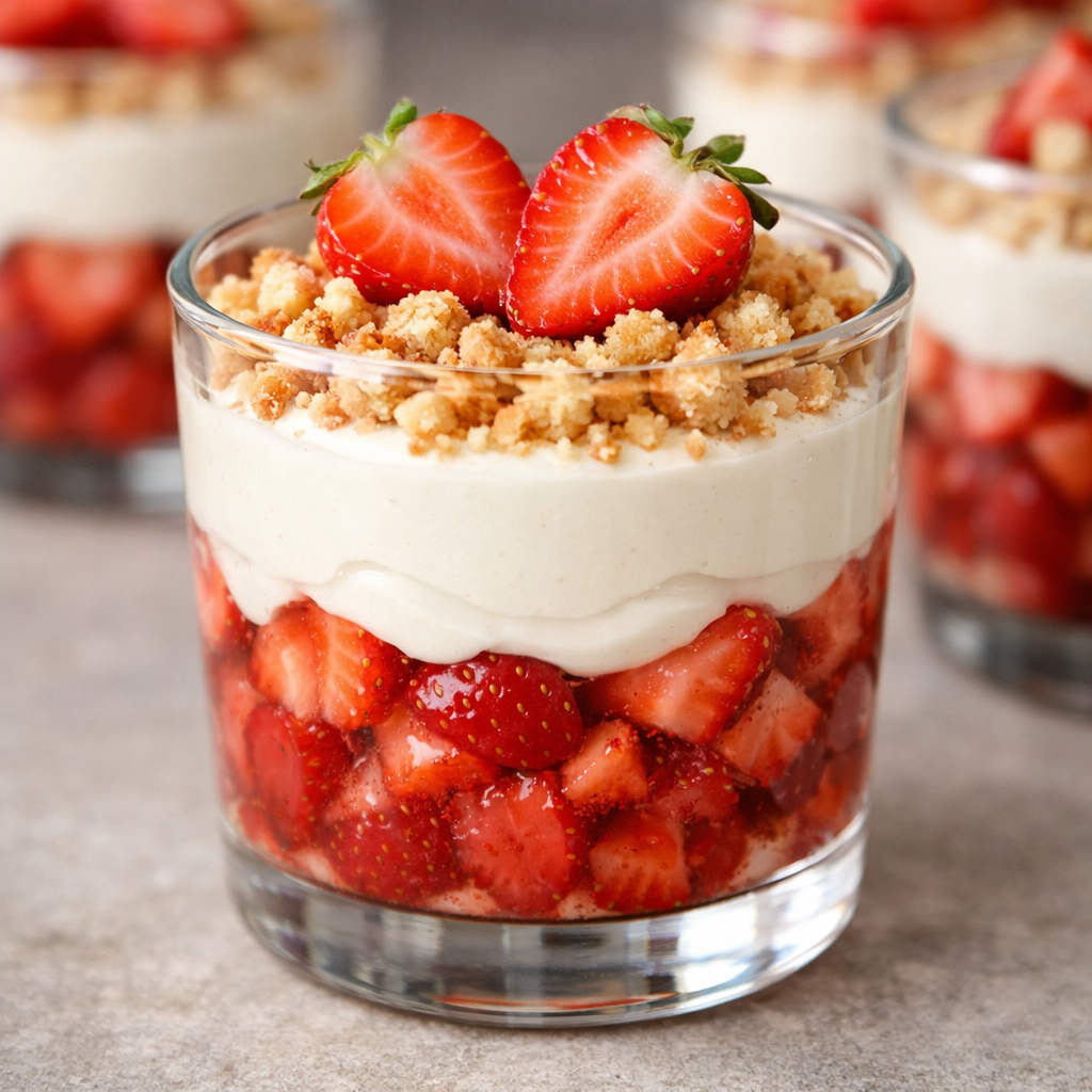 Verrines Fraises à la Crème de Mascarpone et Meringue