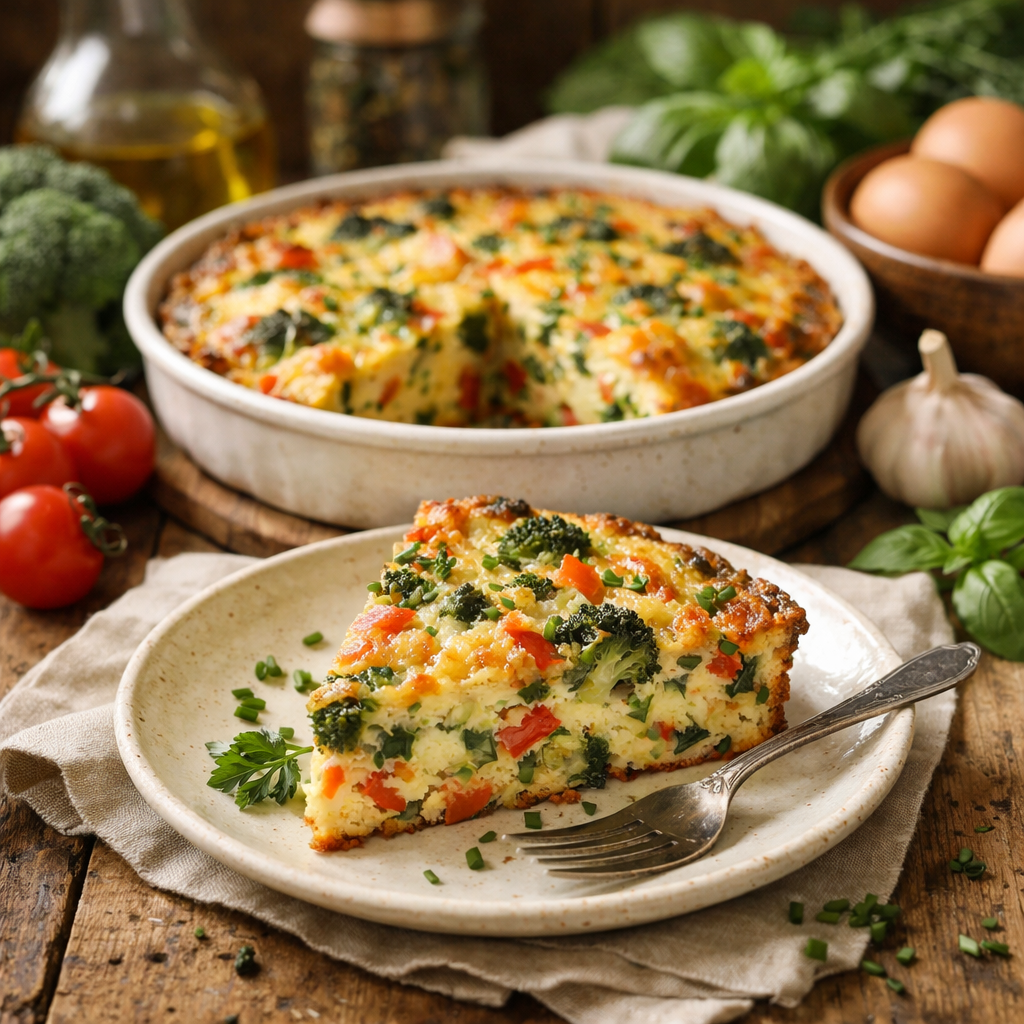 Quiche sans pâte aux légumes et fromage
