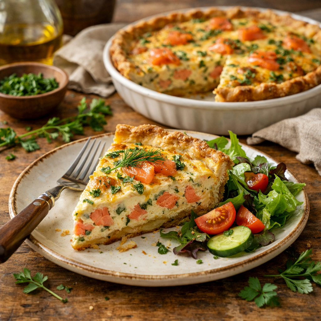 Quiche au saumon fumé et Boursin ail et fines herbes