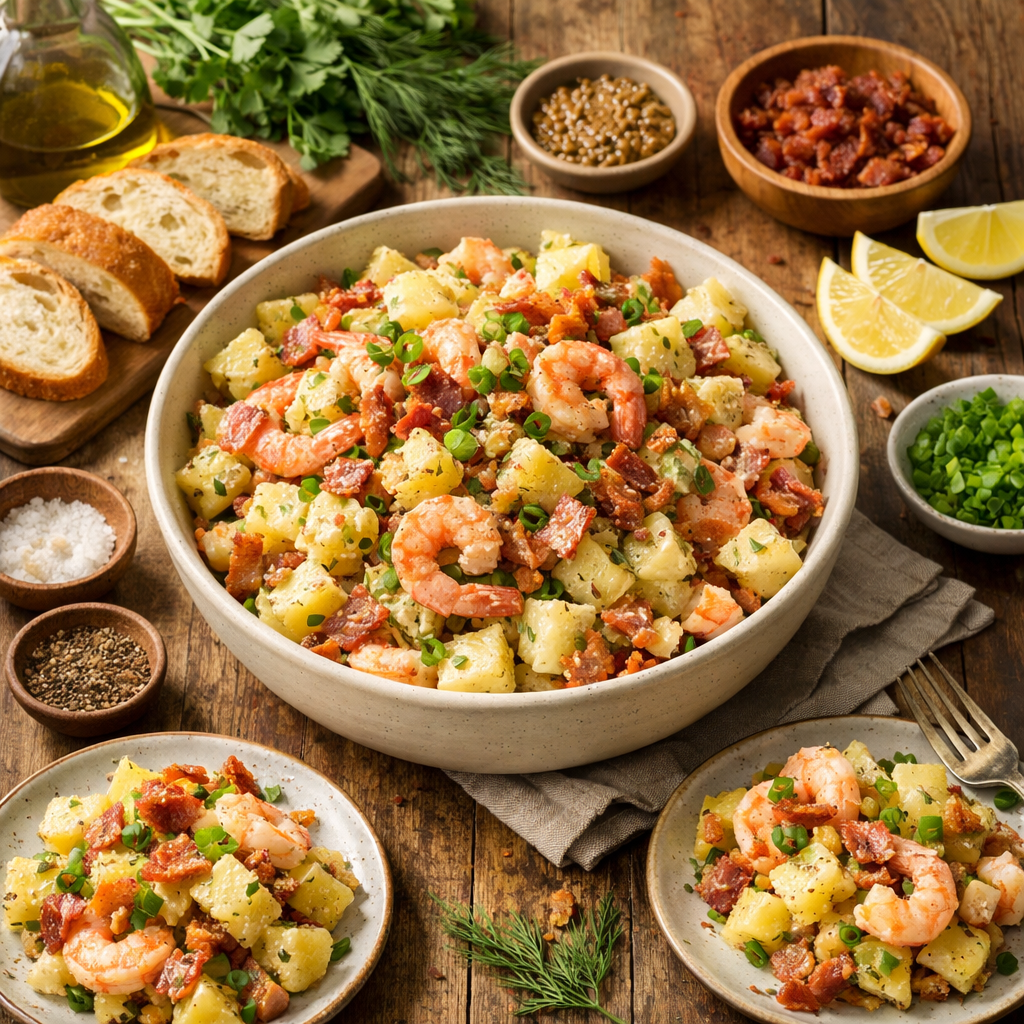 Salade de pommes de terre aux crevettes