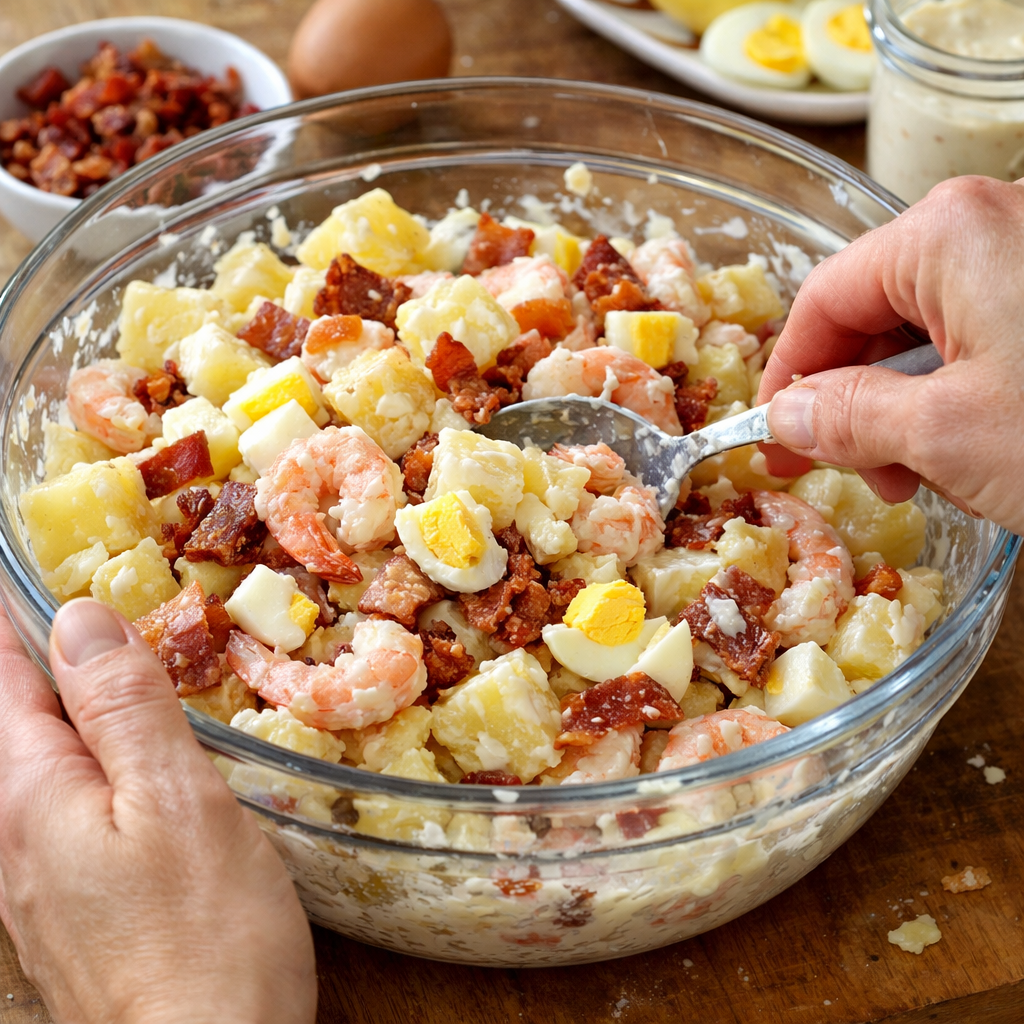 Salade de pommes de terre aux crevettes