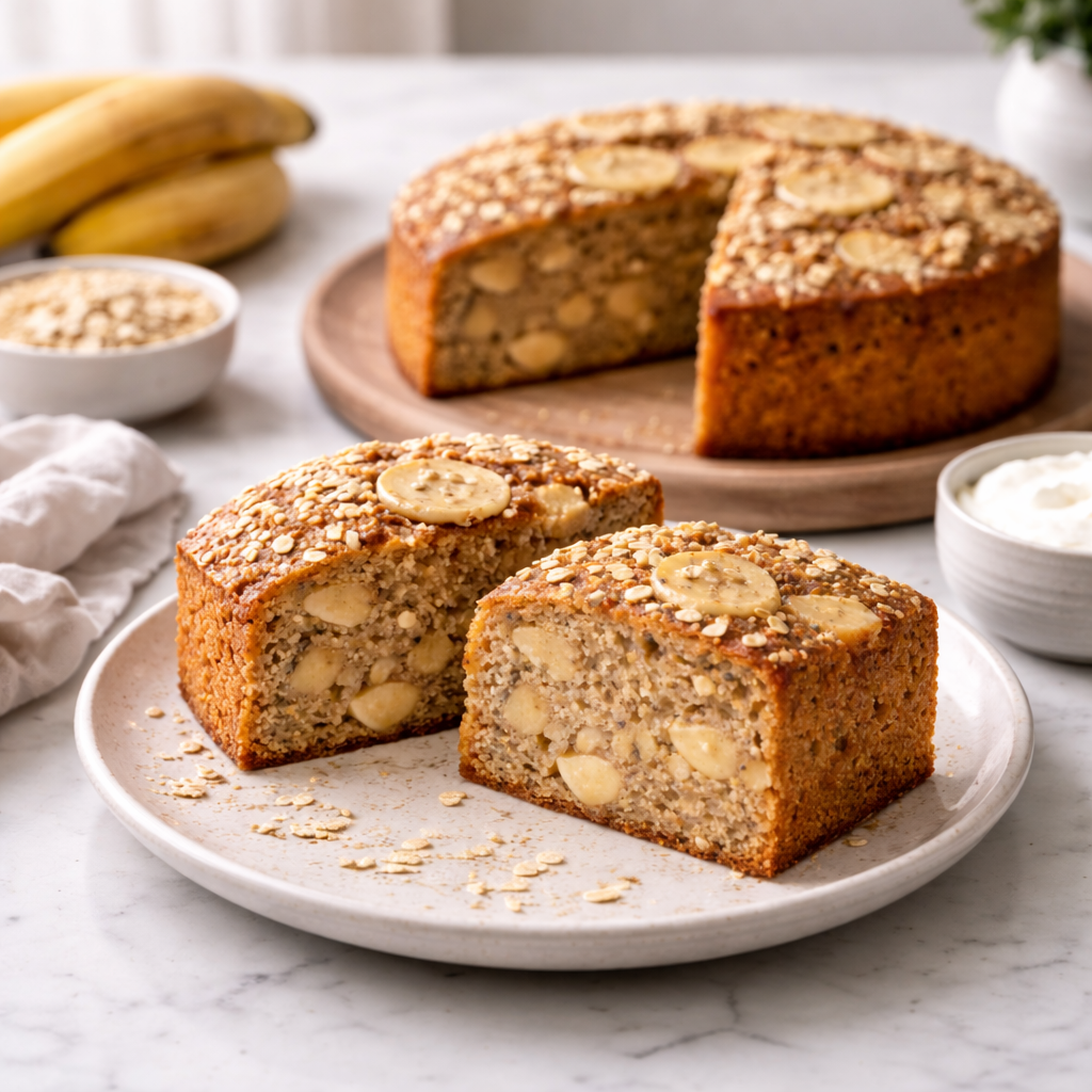 Gâteau Régime à la Banane et aux Flocons d’Avoine