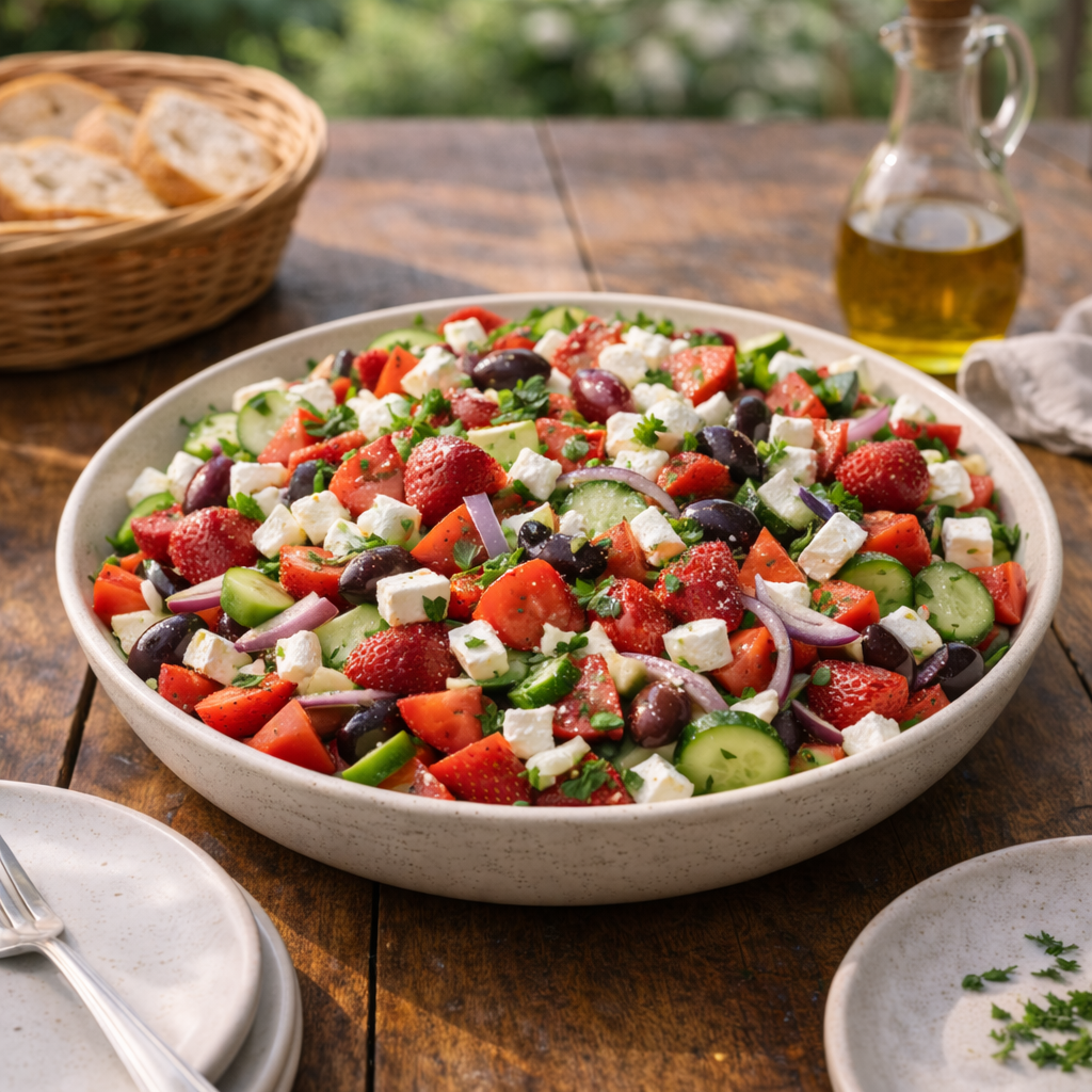 Salade grecque aux fraises et feta
