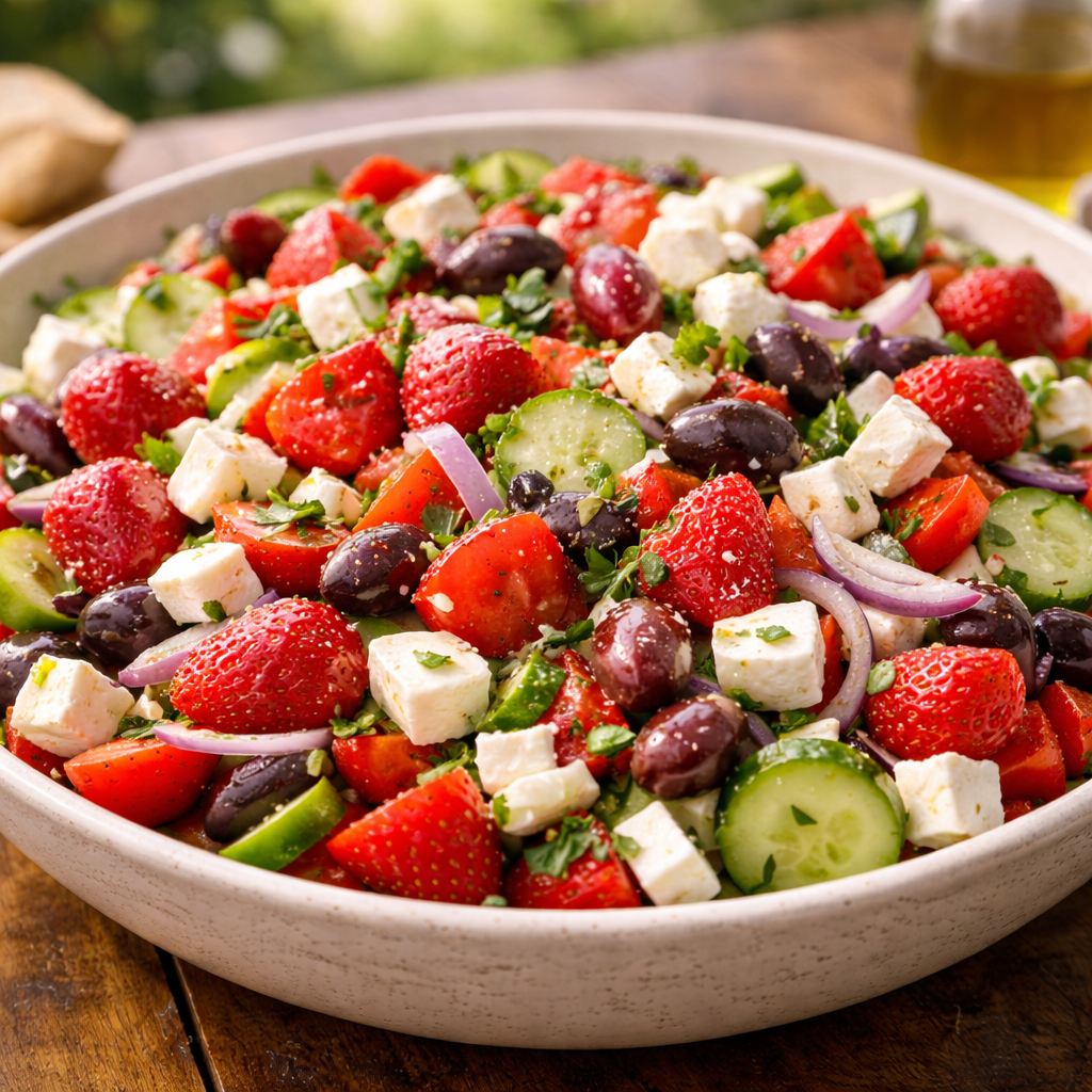 Salade grecque aux fraises et feta