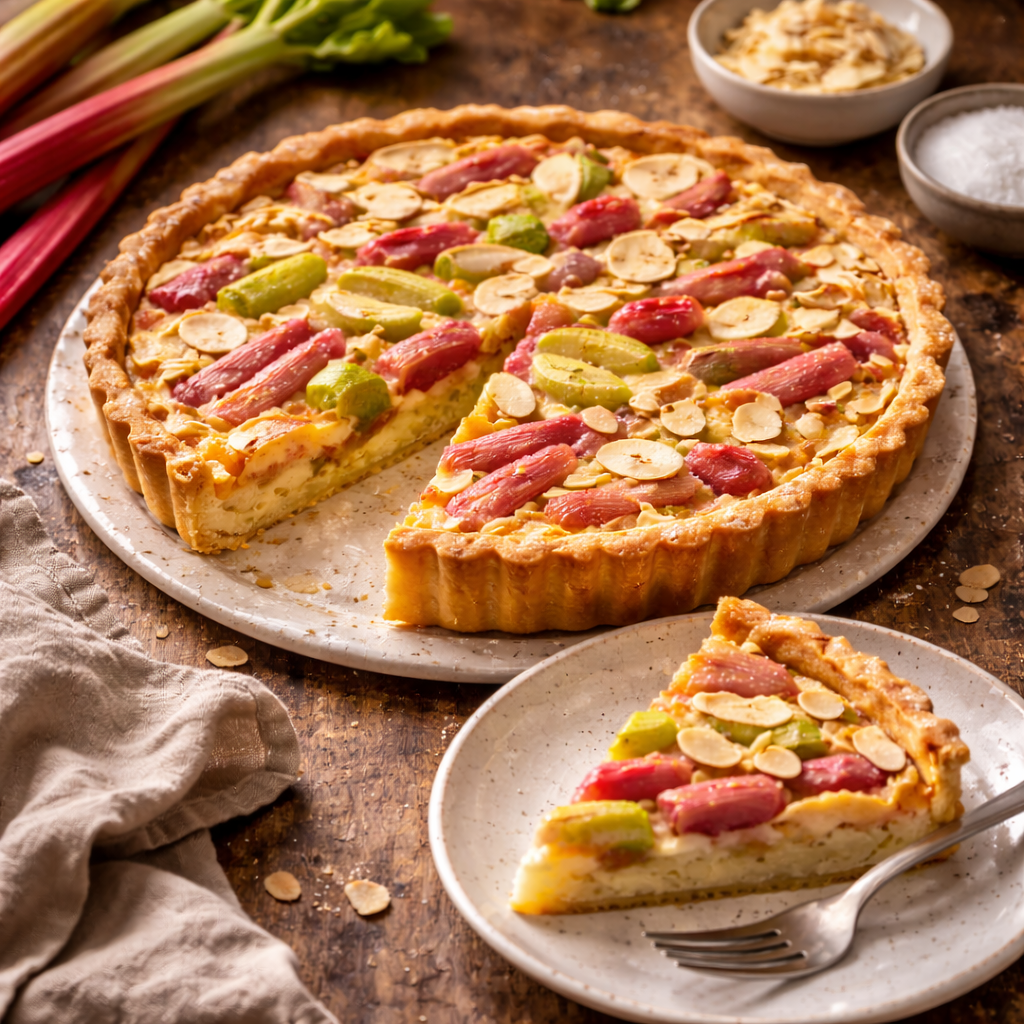 Tarte rhubarbe amandes