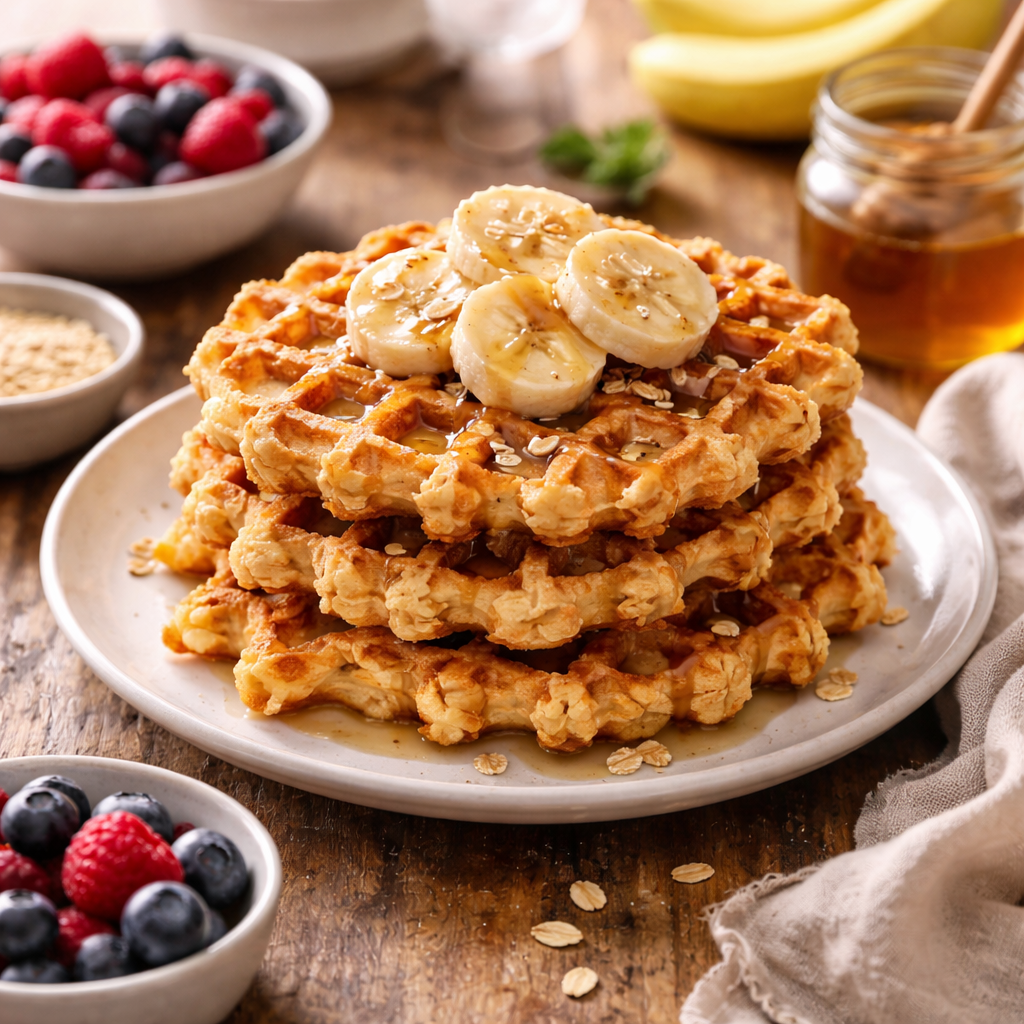 Gaufres banane & flocons d'avoine