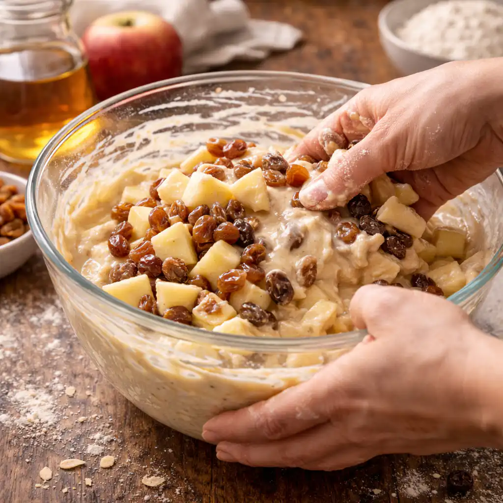 Gâteau pommes rhum raisins