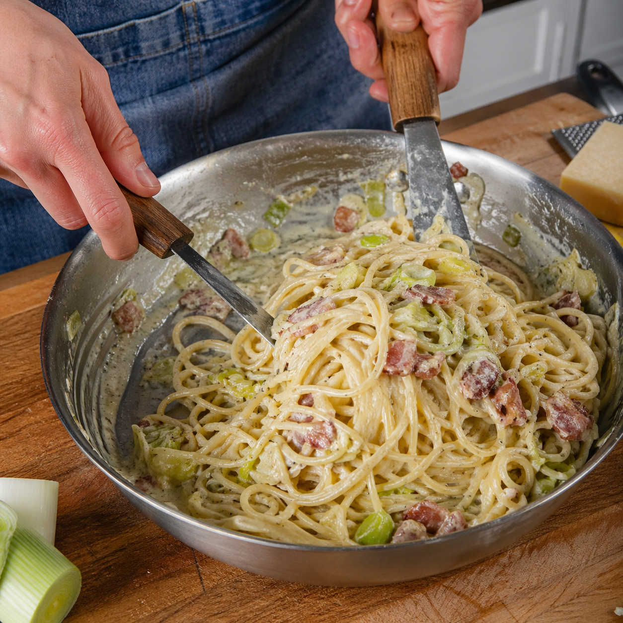 Poireaux à la Carbonara