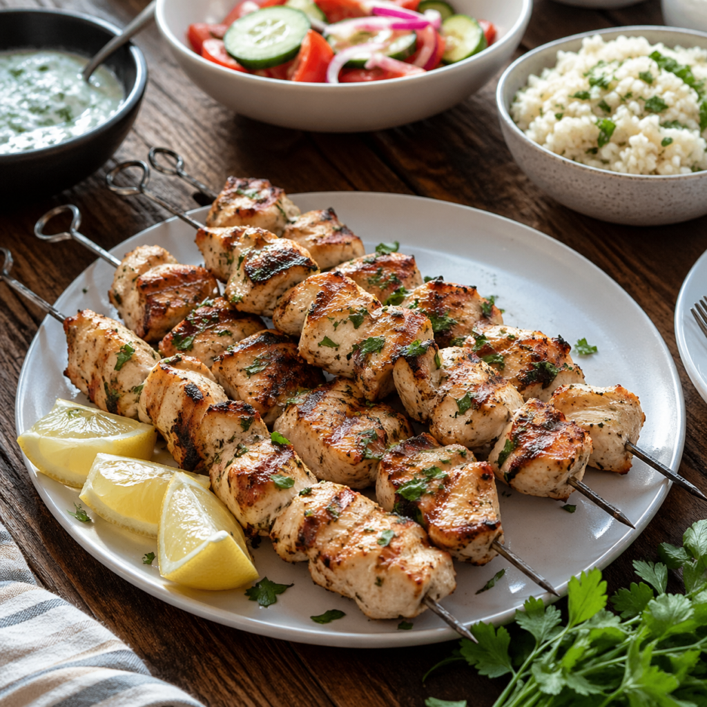 Brochettes de poulet marinées