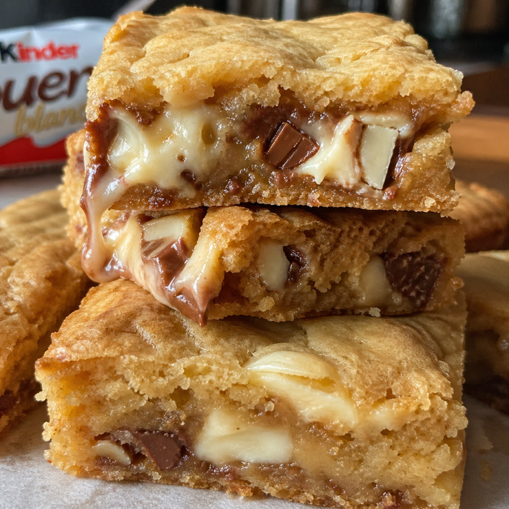 Blondie aux Kinder et chocolat blanc