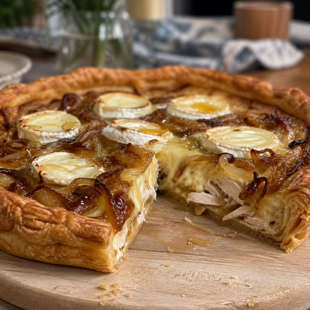 Tarte poulet chèvre miel