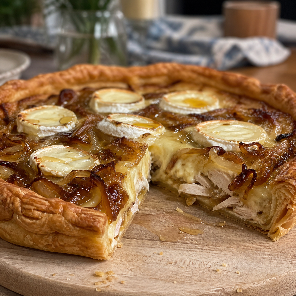 Tarte poulet chèvre miel