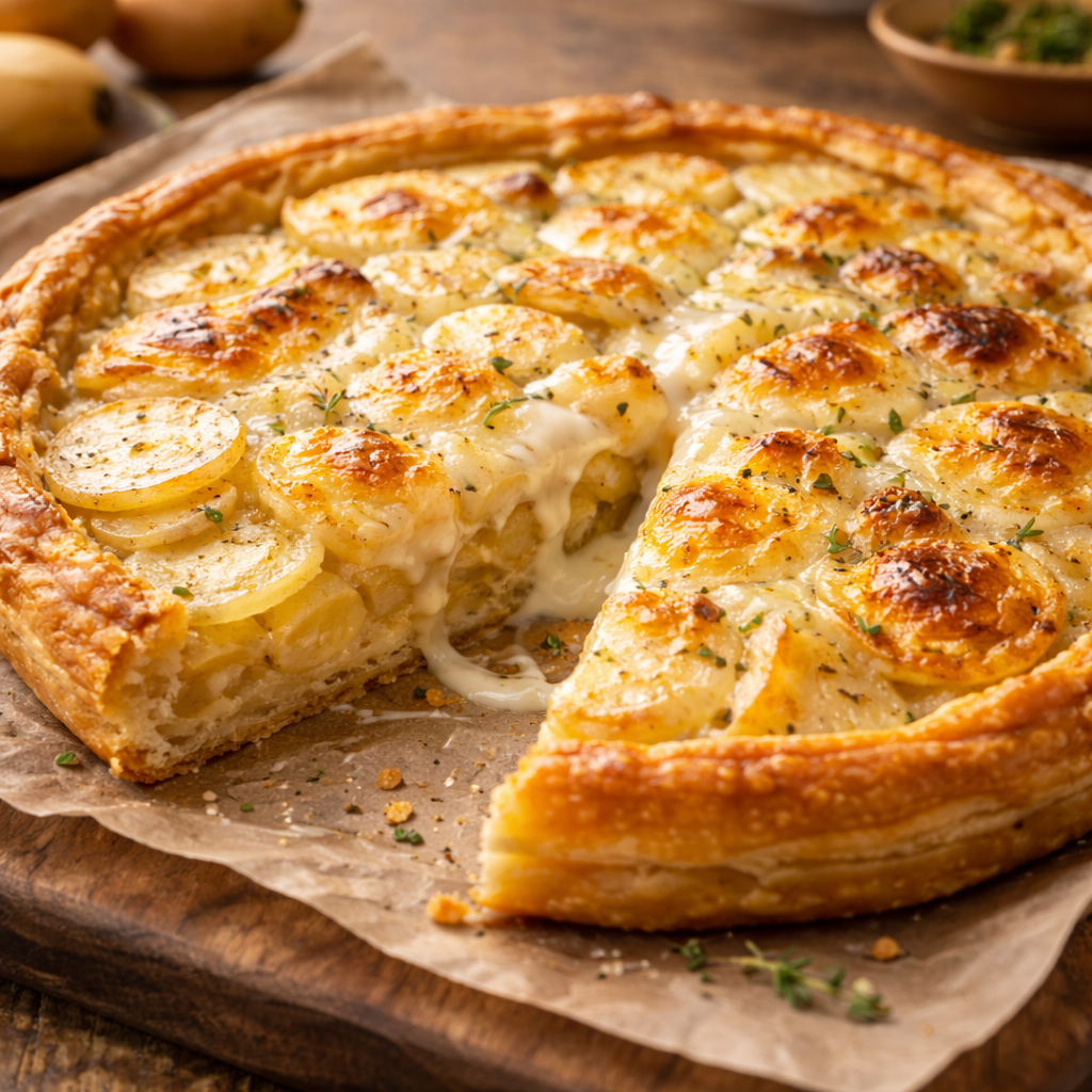 Tarte fine au reblochon et pommes de terre