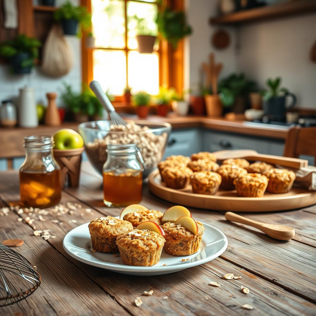 Mini Gâteaux Sains aux Flocons d'Avoine et Pommes