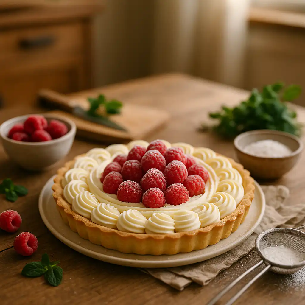 Tarte Fondante au Mascarpone et Framboises