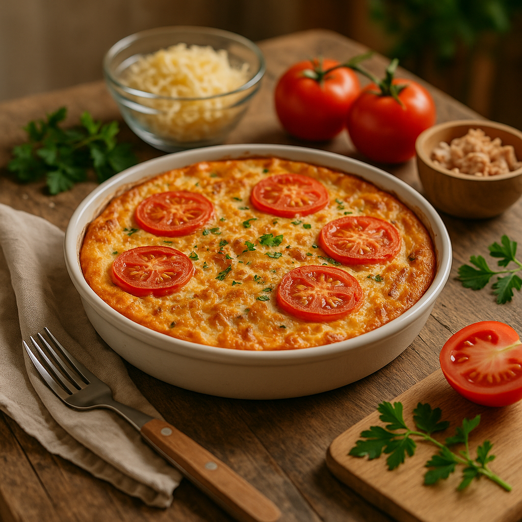 Quiche sans pâte au thon et tomates