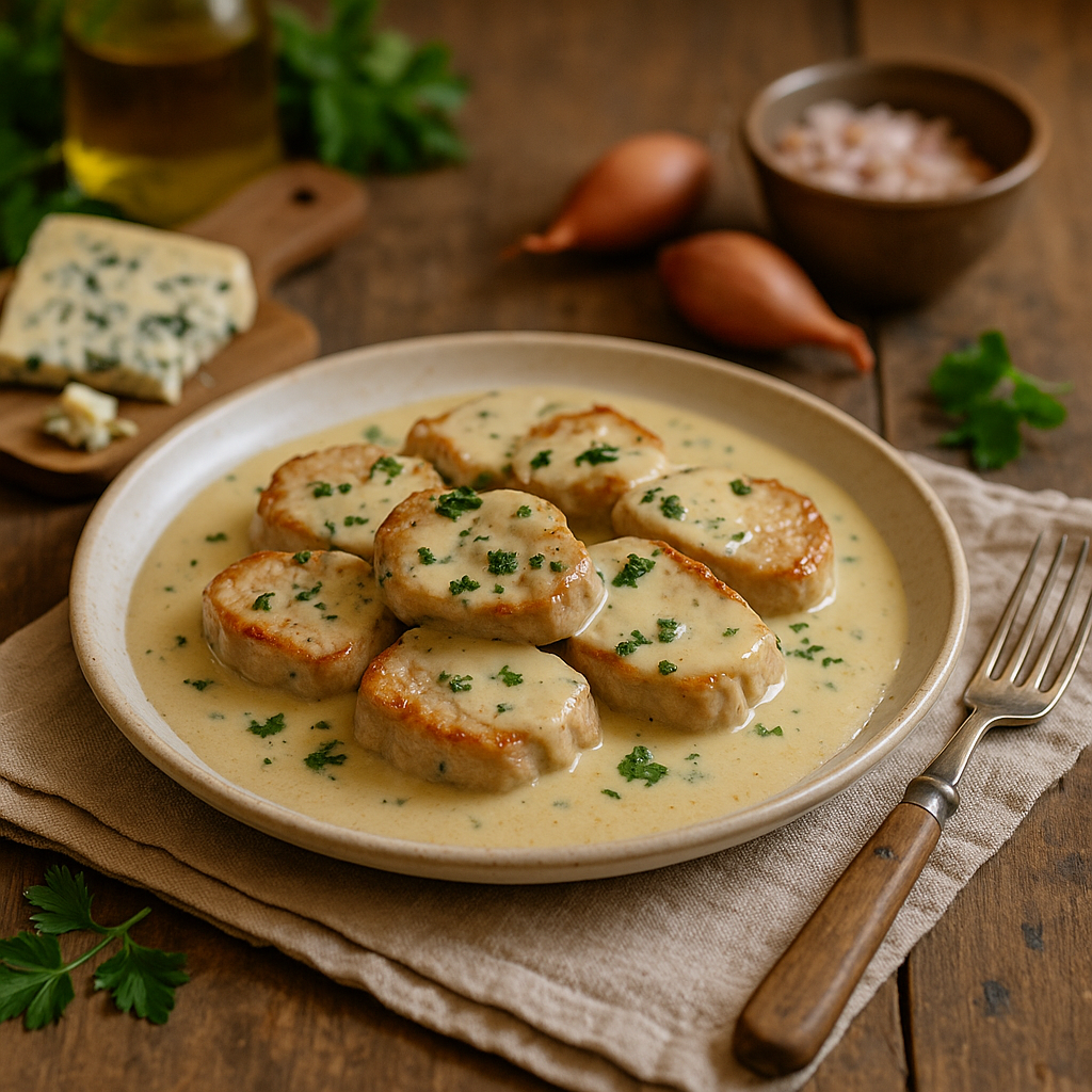 Filet Mignon de Porc au Roquefort et Vin Blanc