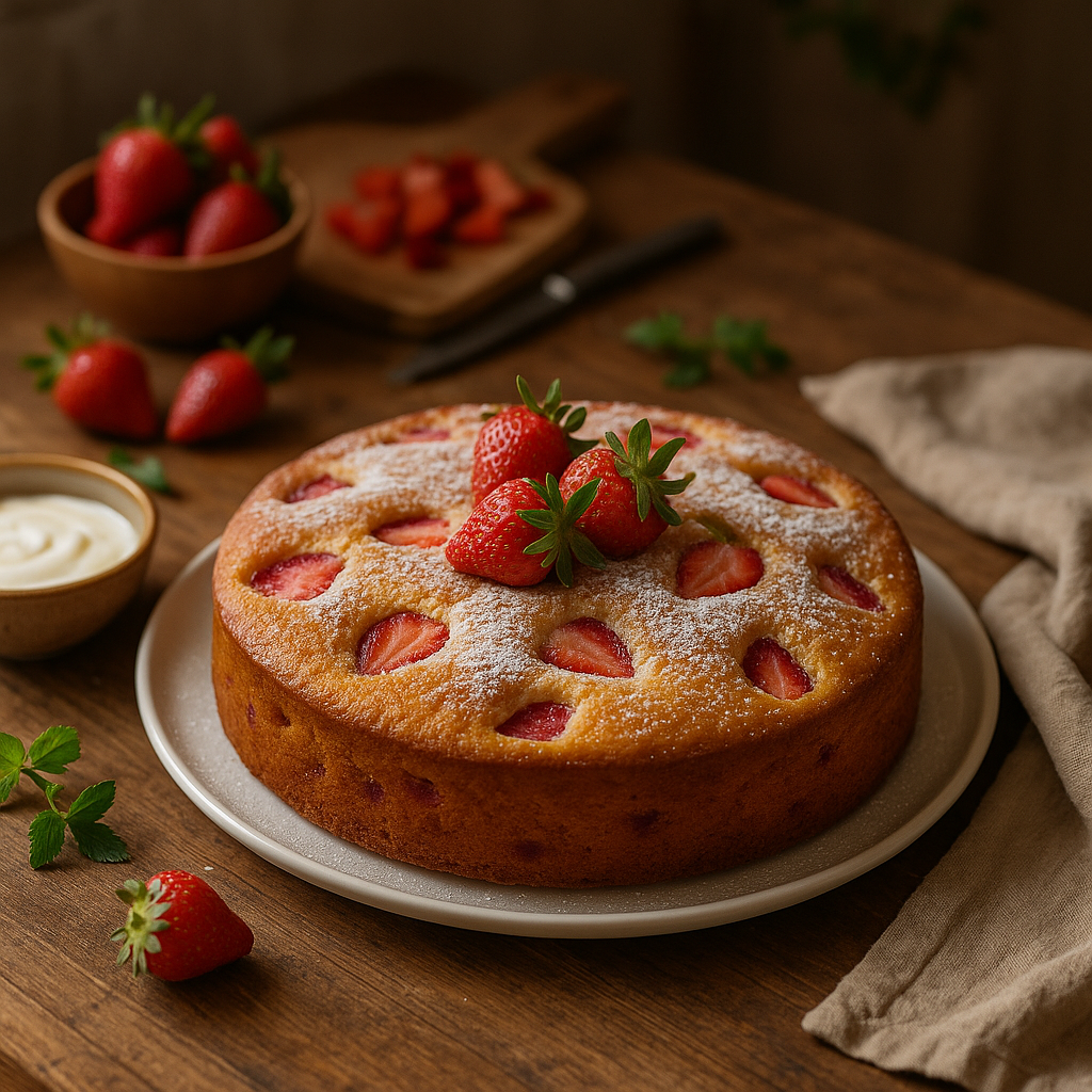 Gâteau au yaourt aux fraises