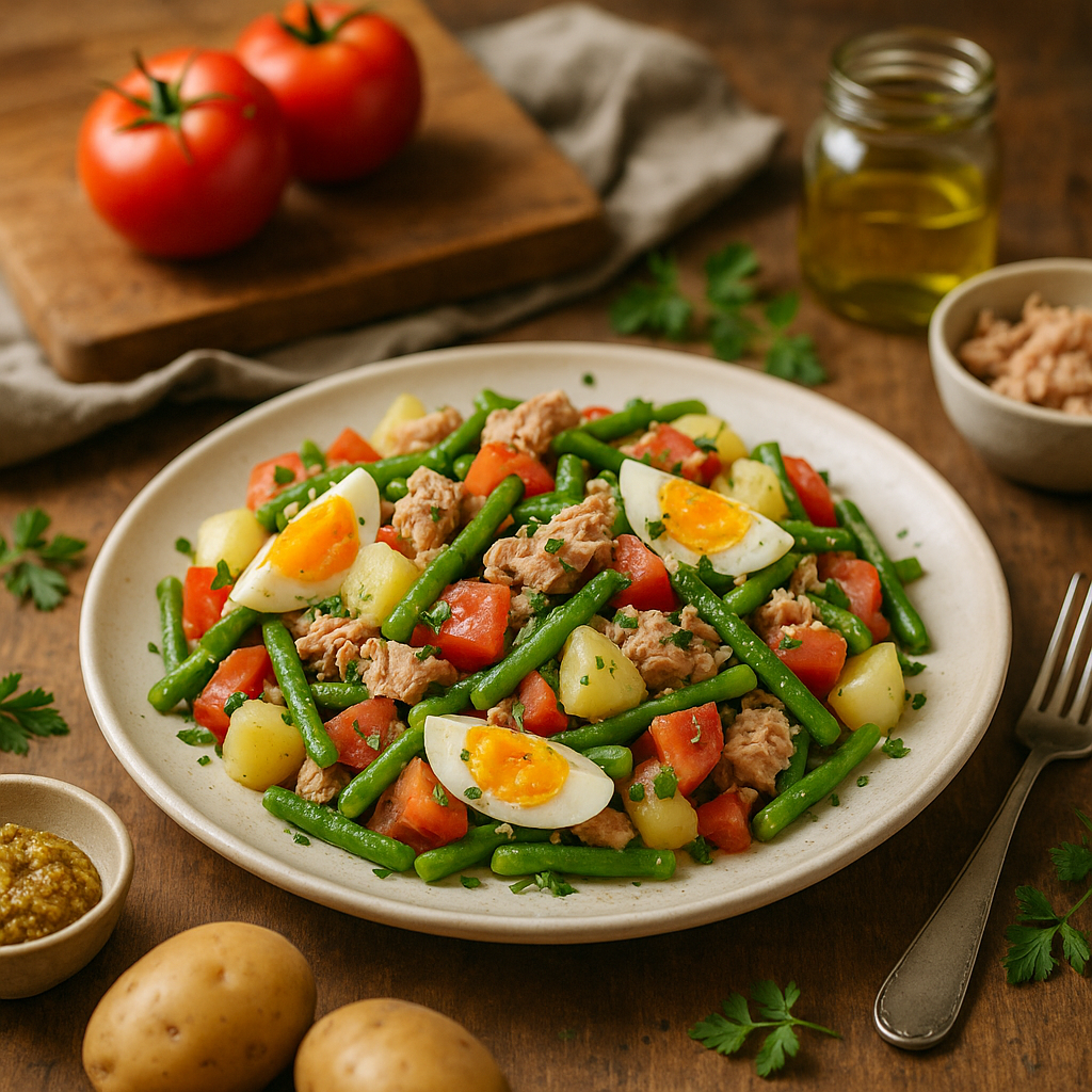 Salade d’haricots verts, tomates et thon