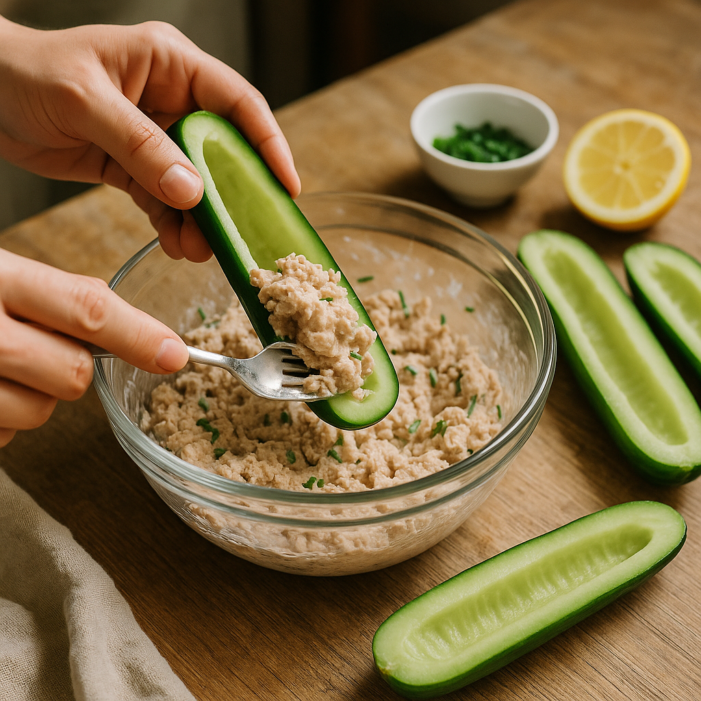 Concombres farcis au thon