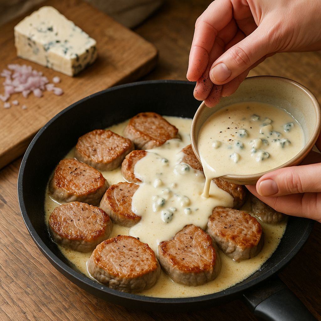 Filet Mignon de Porc au Roquefort et Vin Blanc