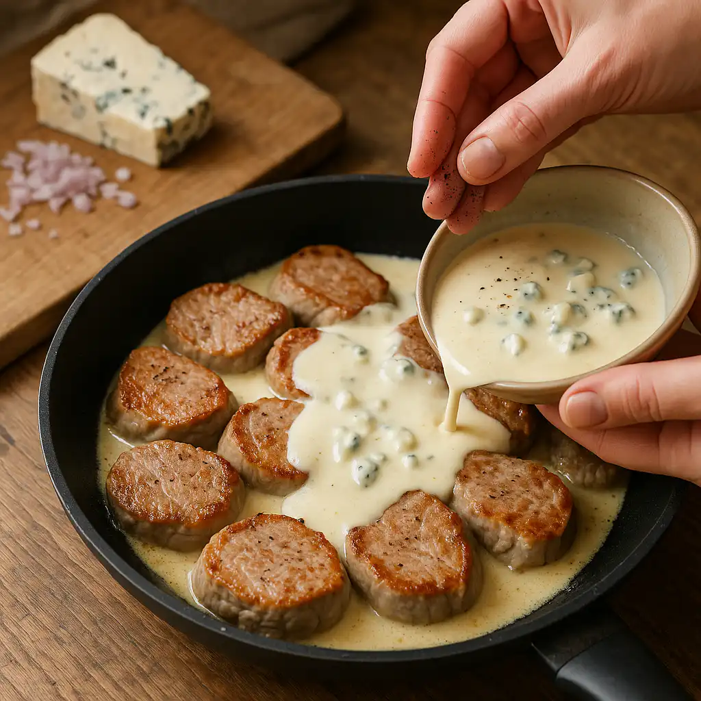 Filet Mignon de Porc au Roquefort et Vin Blanc