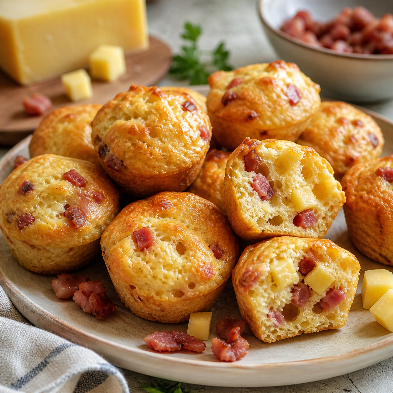 Bouchées aux lardons fumés et au Comté