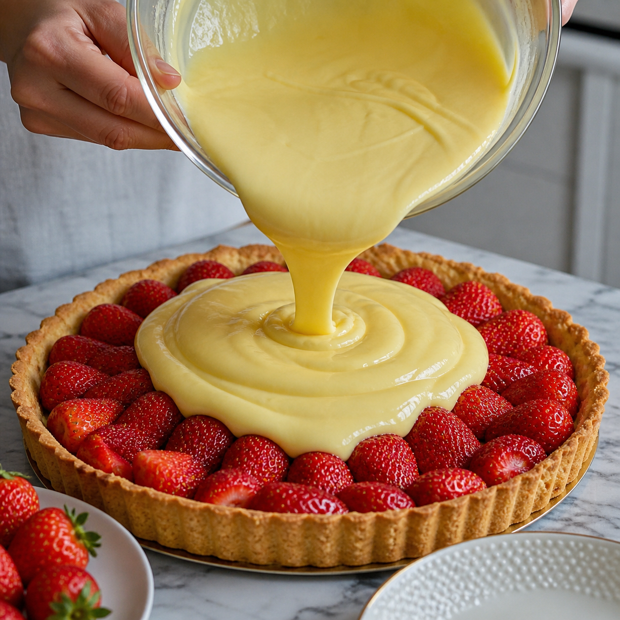 Flan pâtissier aux fraises