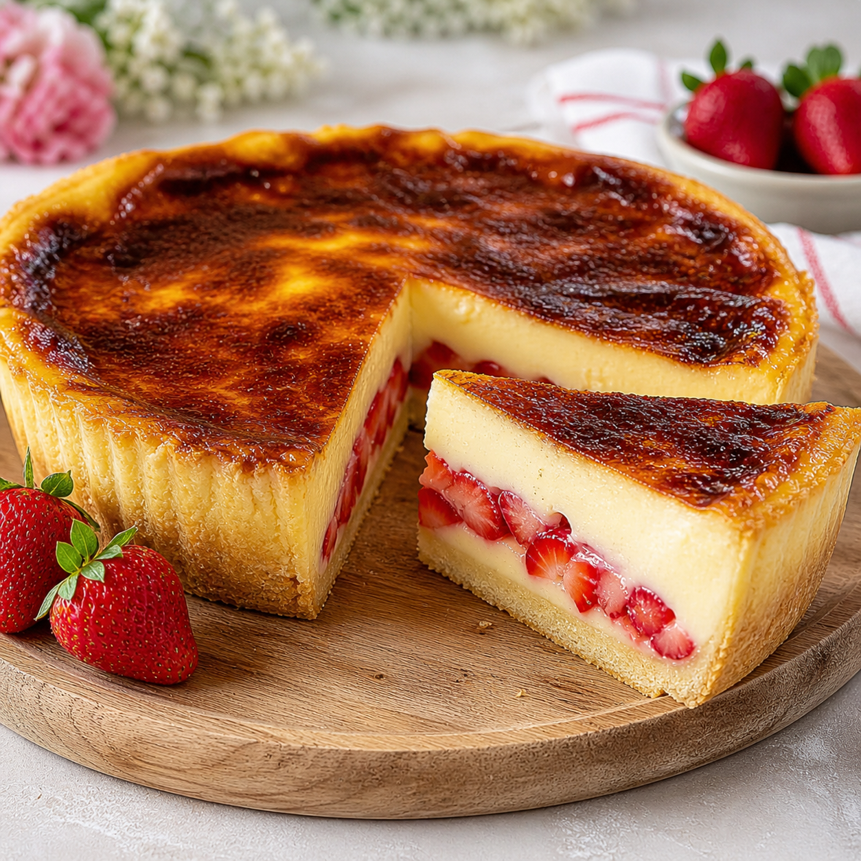 Flan pâtissier aux fraises