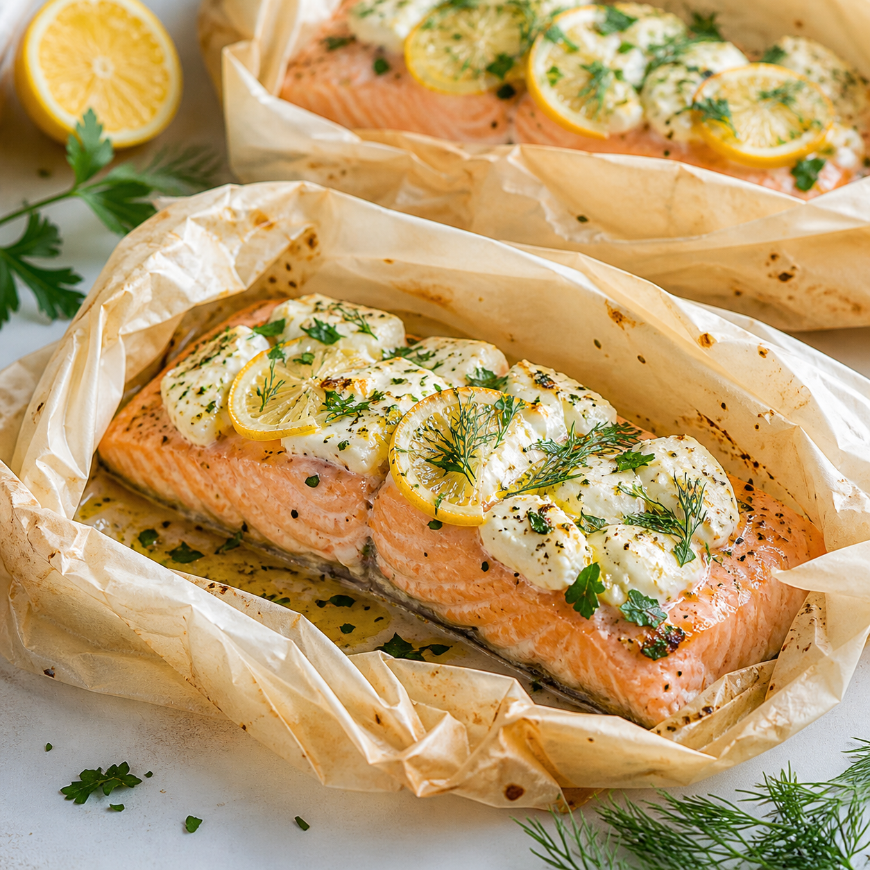 Papillotes de saumon au chèvre