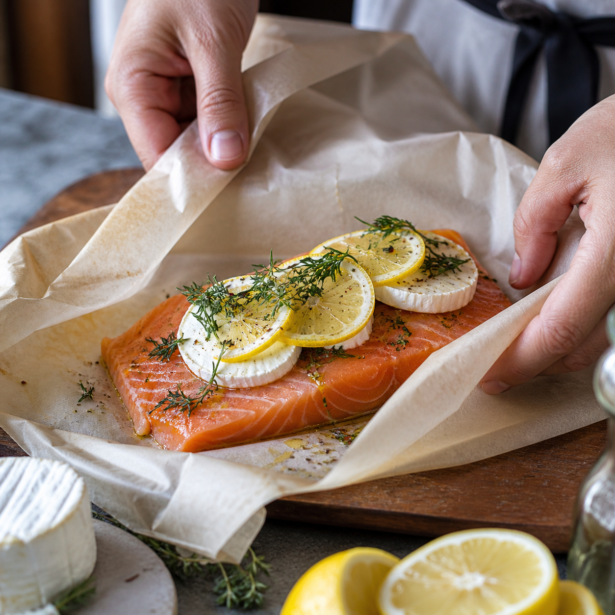 Papillotes de saumon au chèvre