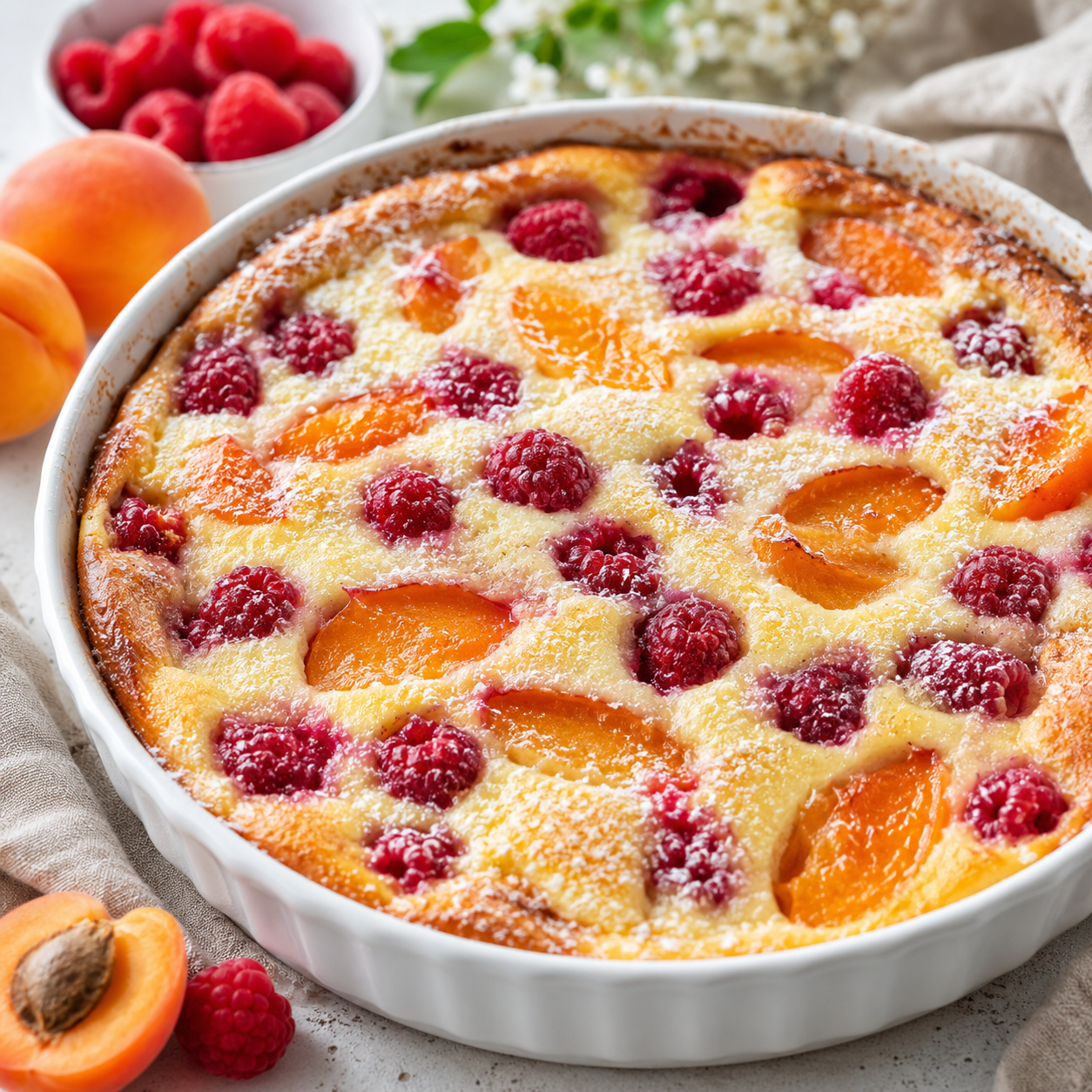 Clafoutis Minute aux Abricots et aux Framboises