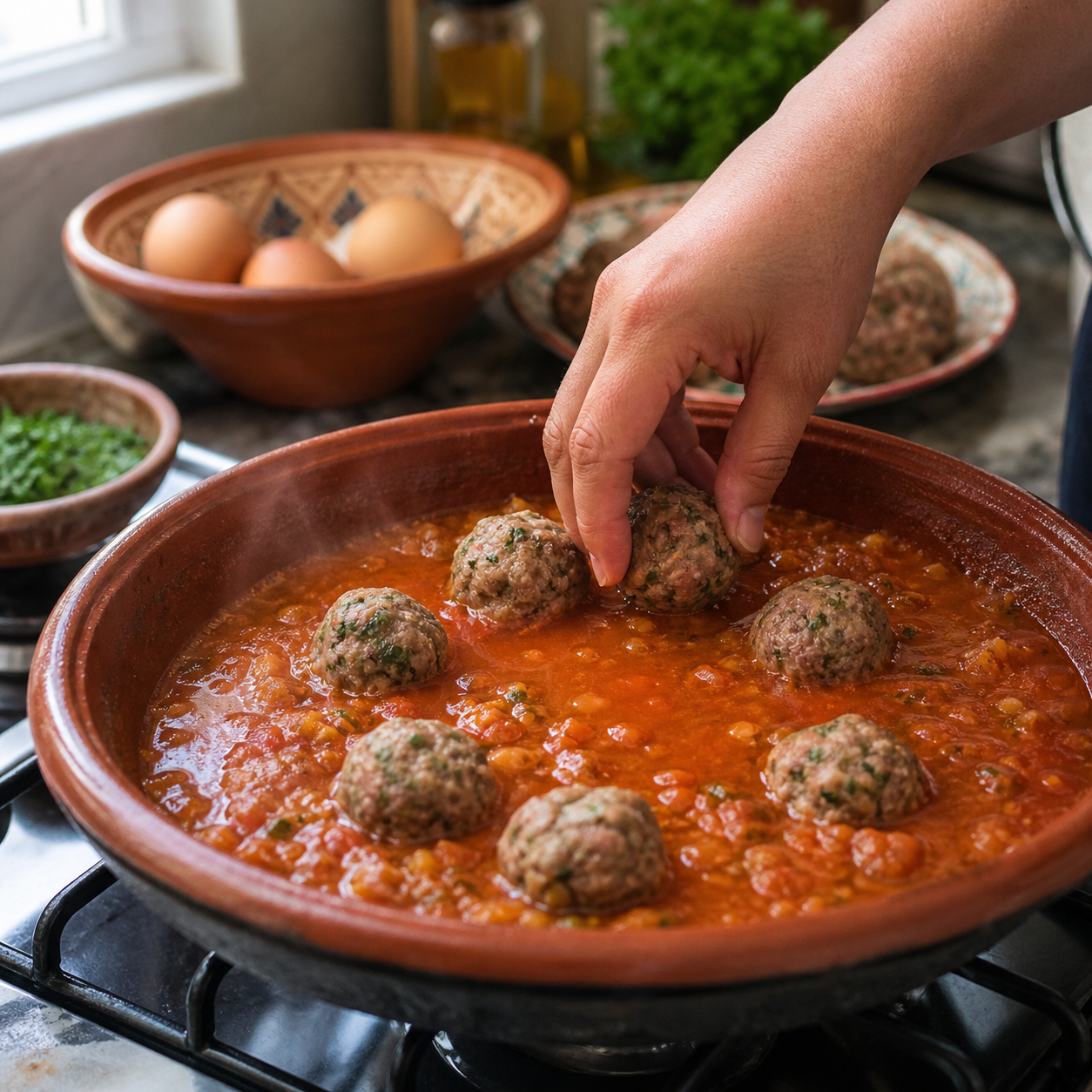 Tajine de bœuf haché aux œufs
