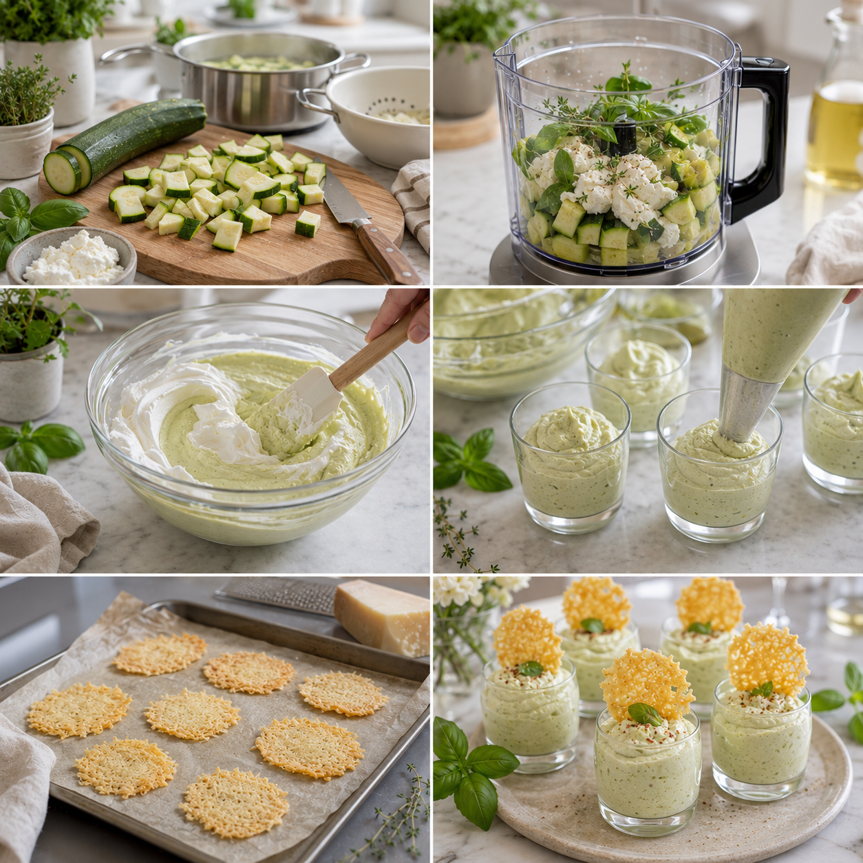 Crème de courgette et tuiles de parmesan