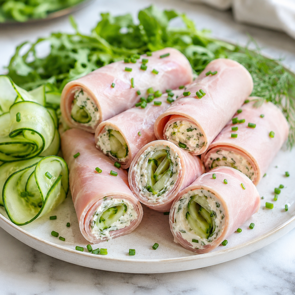Roulés de Jambon au Concombre et Fromage Frais
