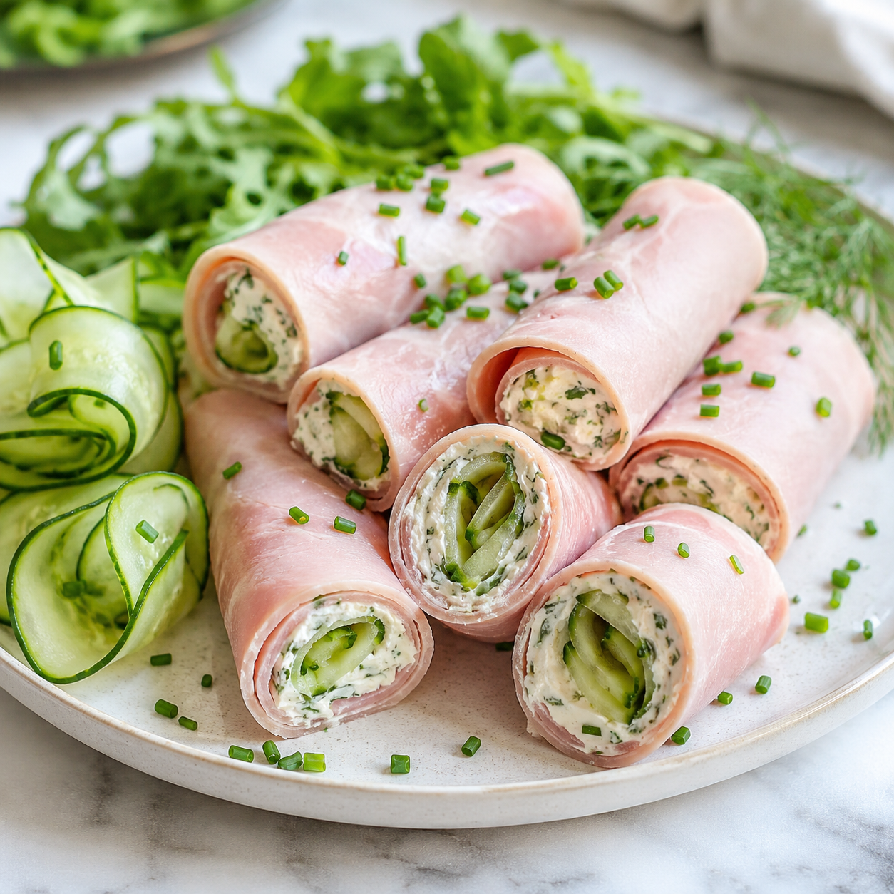 Roulés de Jambon au Concombre et Fromage Frais