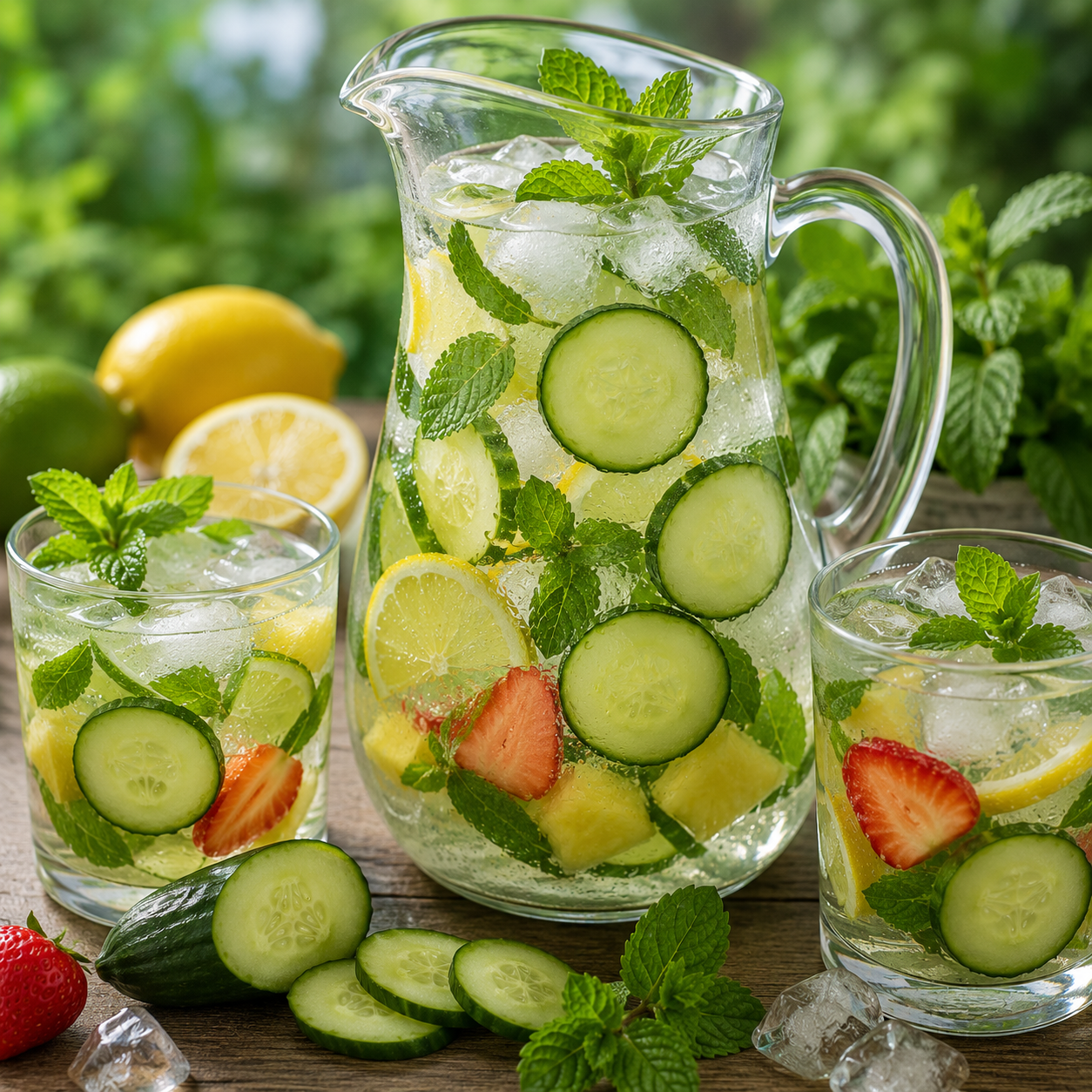 Eau de Concombre et Fruits Glacés