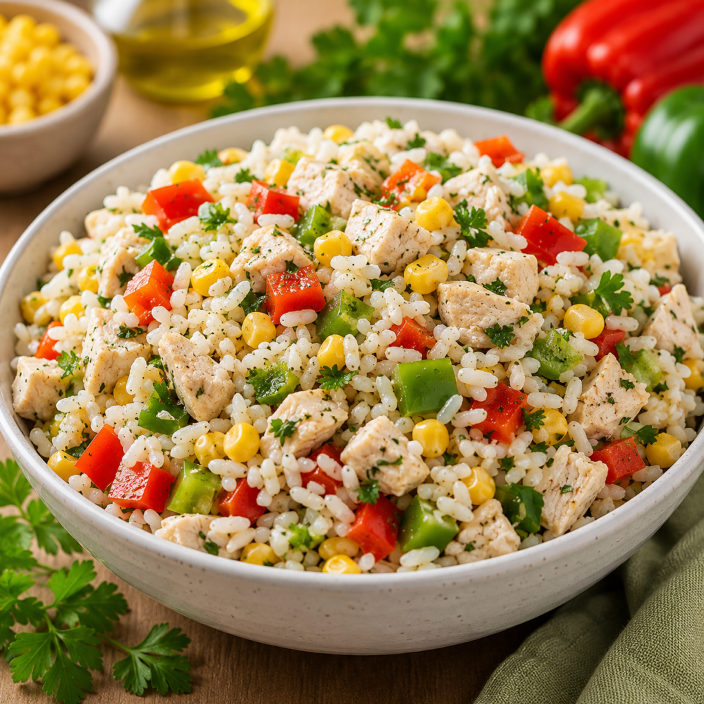 Salade de Riz au Poulet et aux Poivrons
