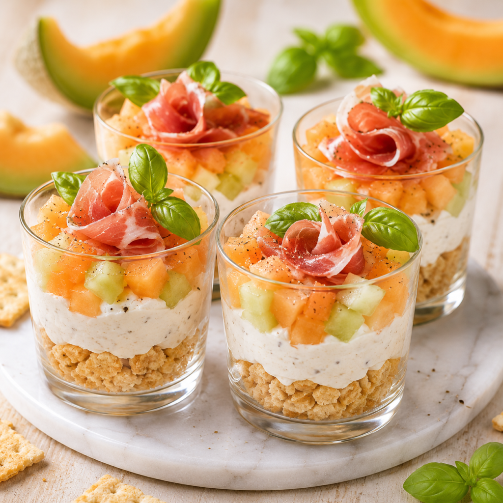 Tiramisu Estival au Melon Jambon Sec et Fromage Frais