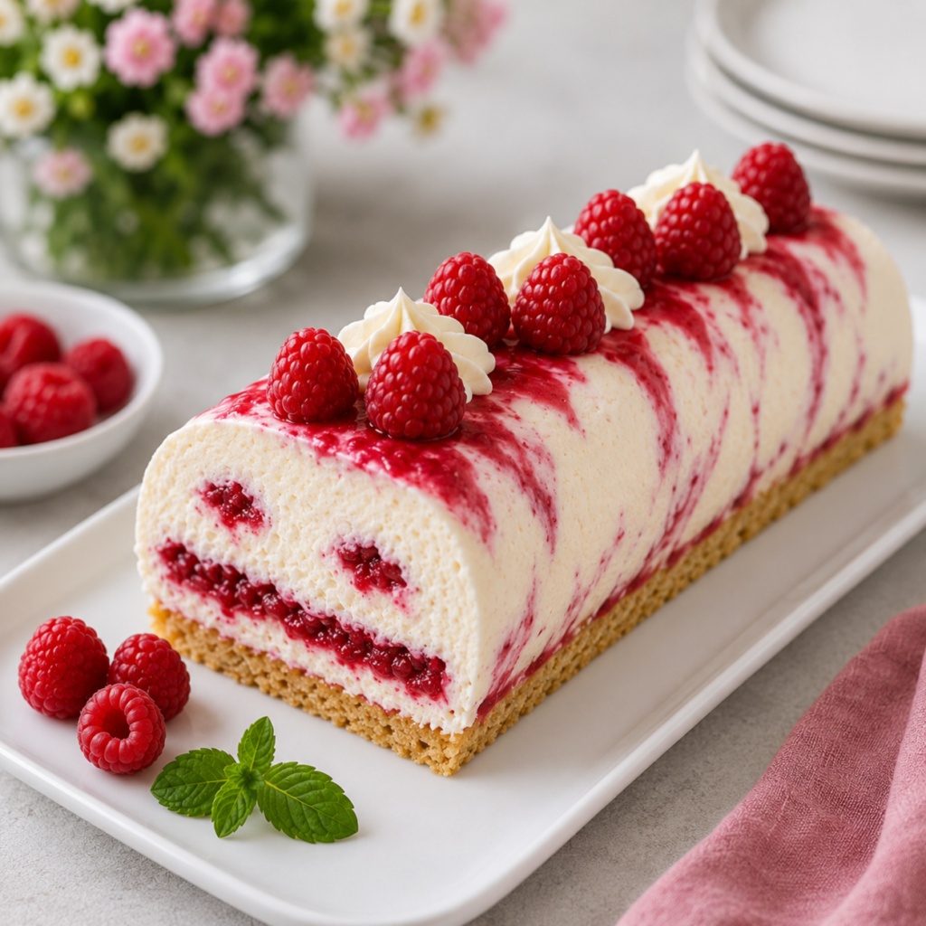 Bûche Mascarpone Framboise Sans Cuisson