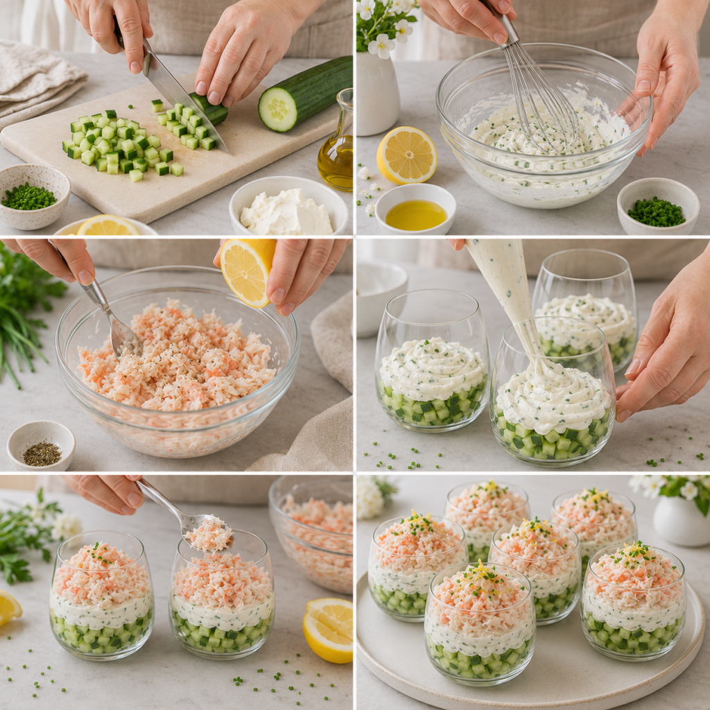 Verrines Concombre Crabe Fromage Frais