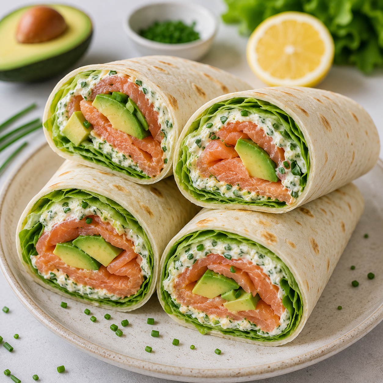 Wrap au Saumon Fumé Avocat et Fromage Frais