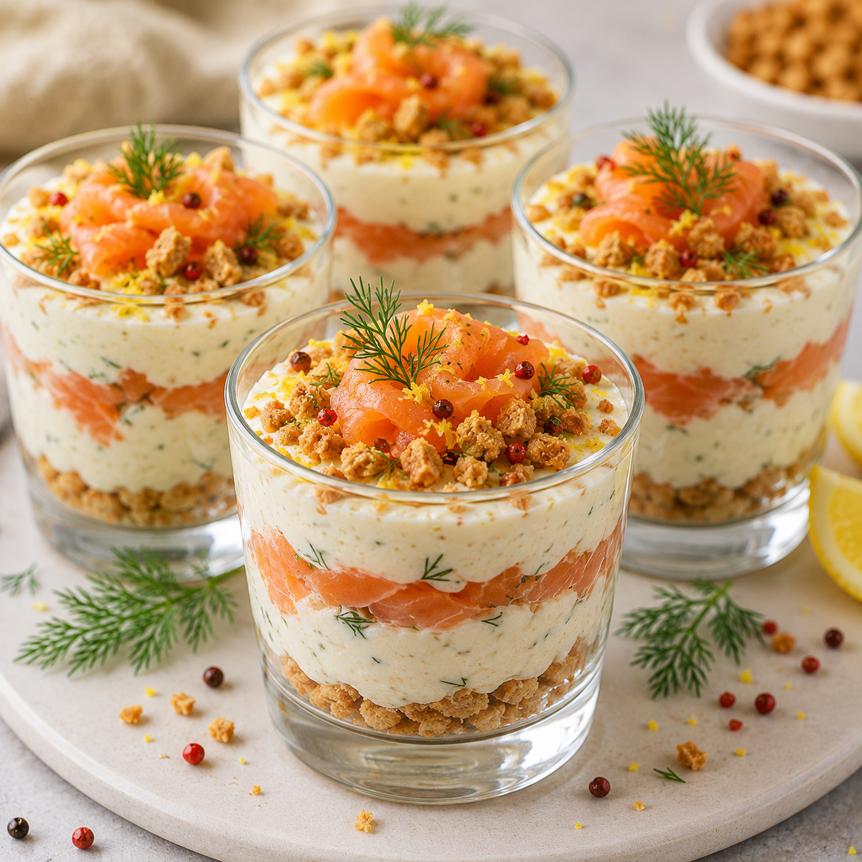 Tiramisu Salé au Saumon Fumé